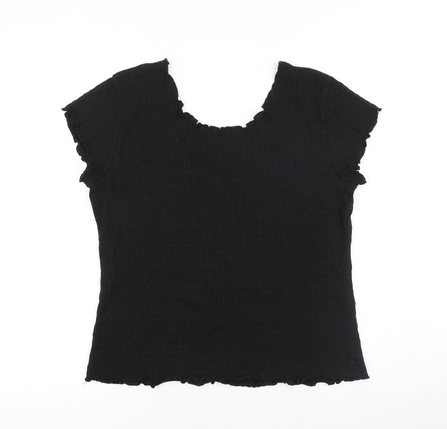 Mackays Womens Black Cotton Basic T-Shirt Size L Round Neck