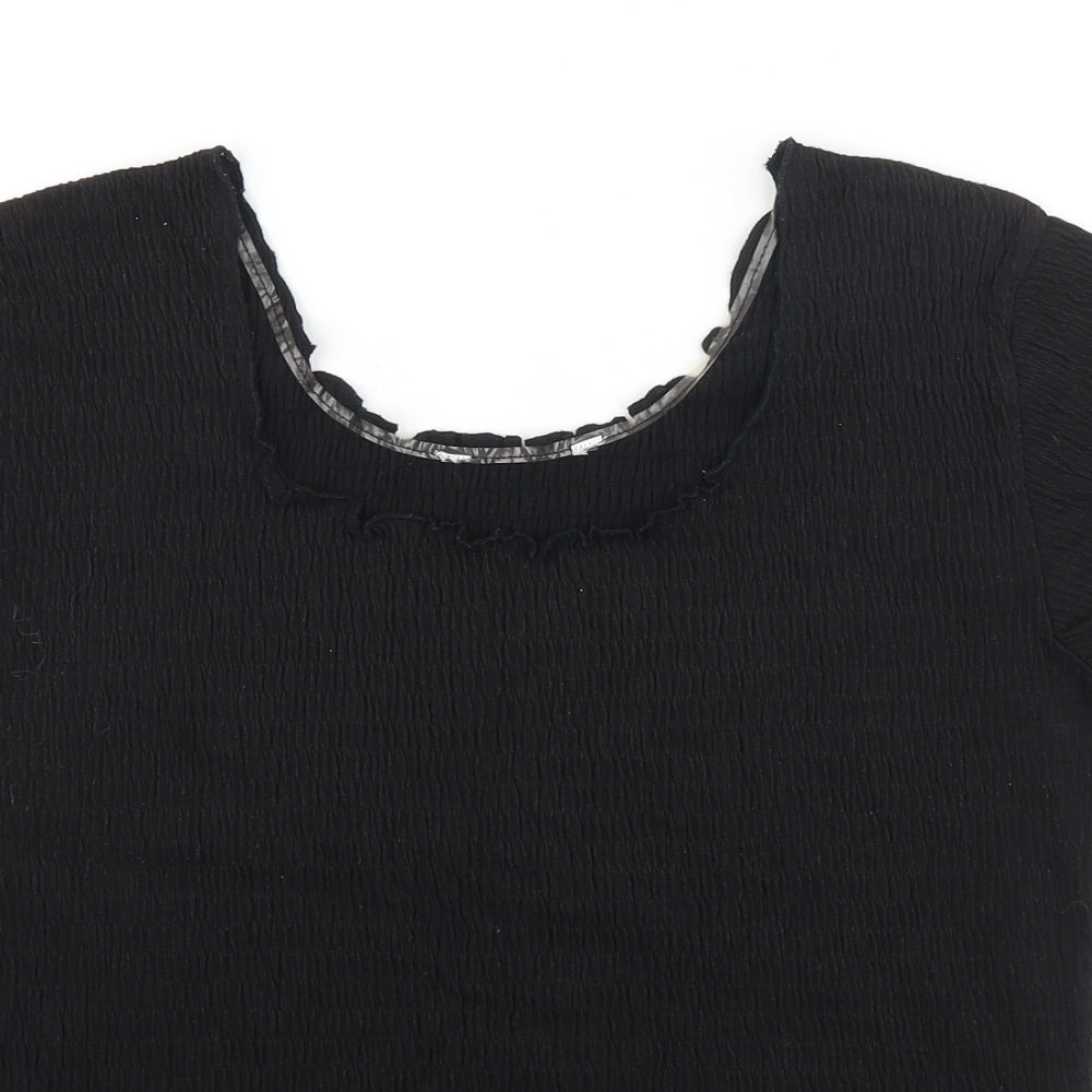 Mackays Womens Black Cotton Basic T-Shirt Size L Round Neck