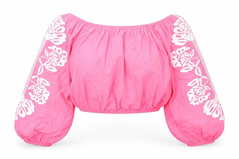 Marks and Spencer Womens Pink Cotton Cropped Blouse Size 20 Boat Neck