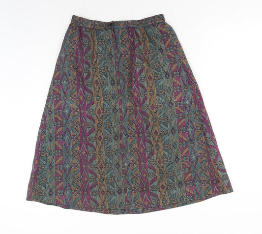 Hyphen Womens Multicoloured Geometric Acrylic Straight & Pencil Skirt Size 14 Zip