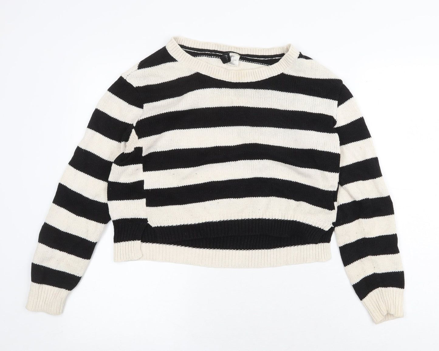 H&M Womens Multicoloured Boat Neck Striped Acrylic Pullover Jumper Size S