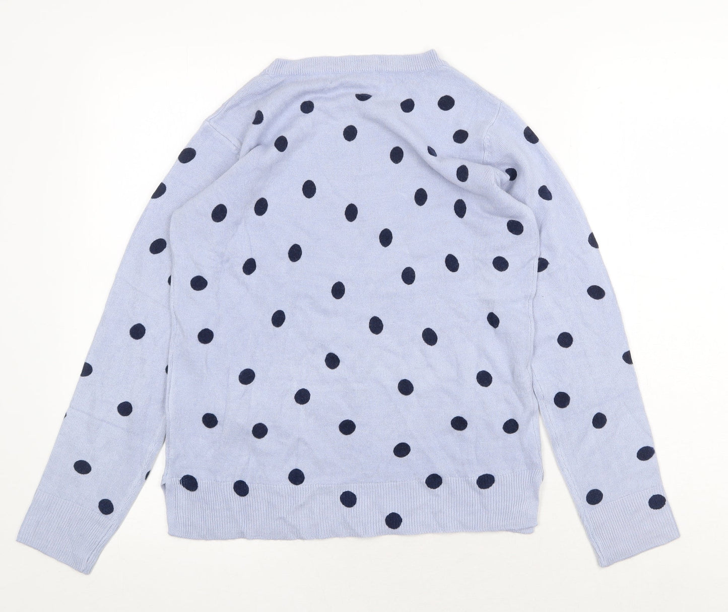 Marks and Spencer Womens Blue Round Neck Polka Dot Acrylic Pullover Jumper Size 10
