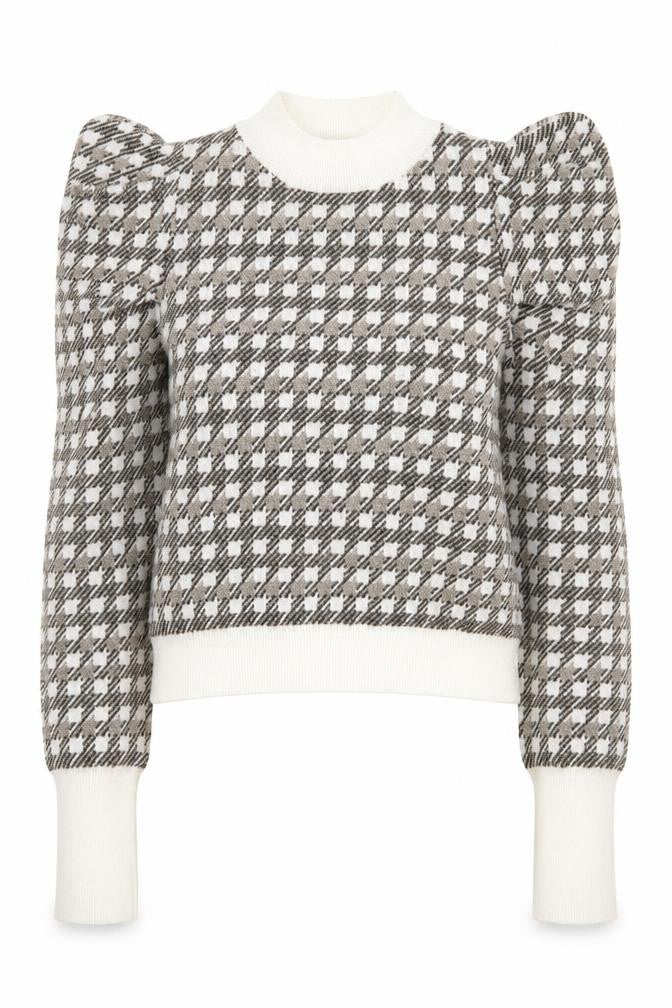 NB Avenue Womens Multicoloured Mock Neck Geometric Polyester Pullover Jumper Size S