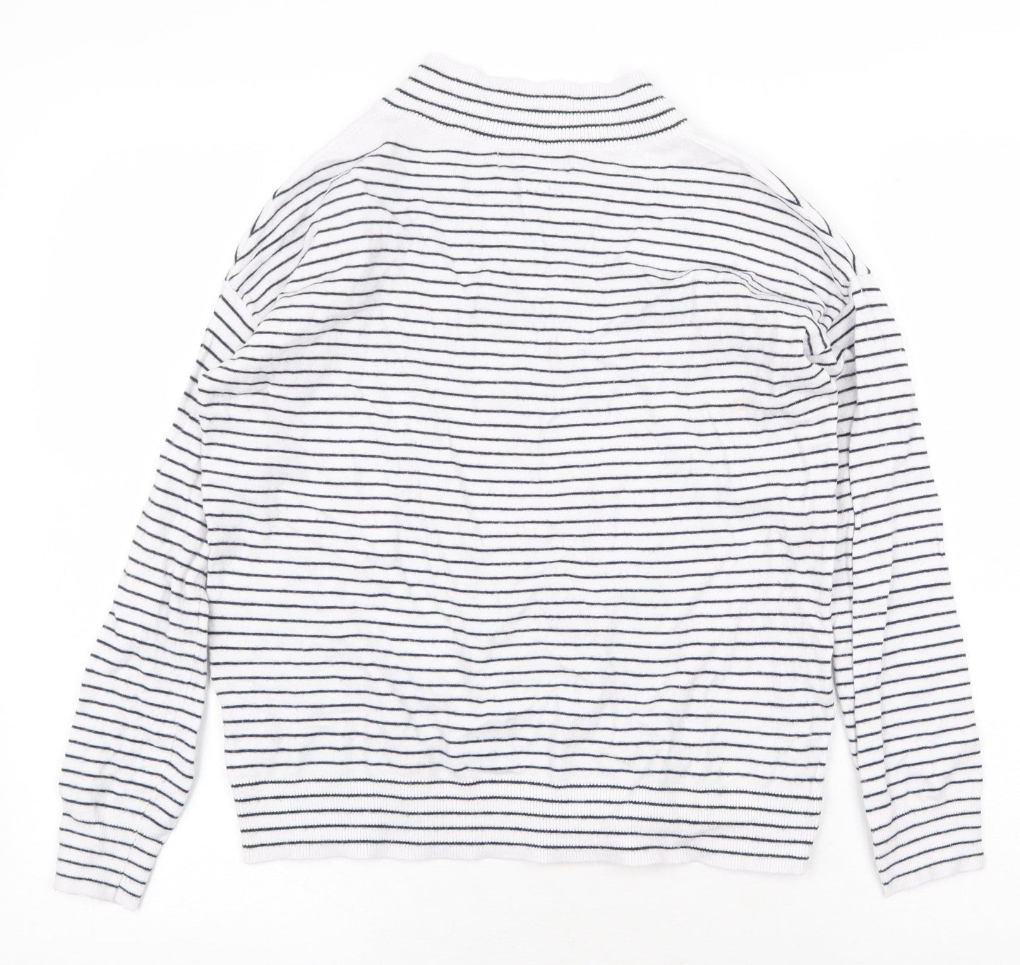 Garfield & Marks Womens White V-Neck Striped Viscose Pullover Jumper Size XS
