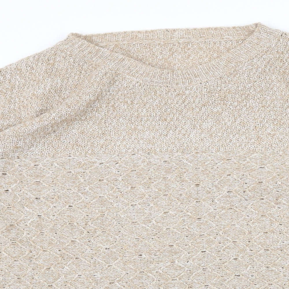 Preworn Womens Beige V-Neck Polyester Pullover Jumper Size XL
