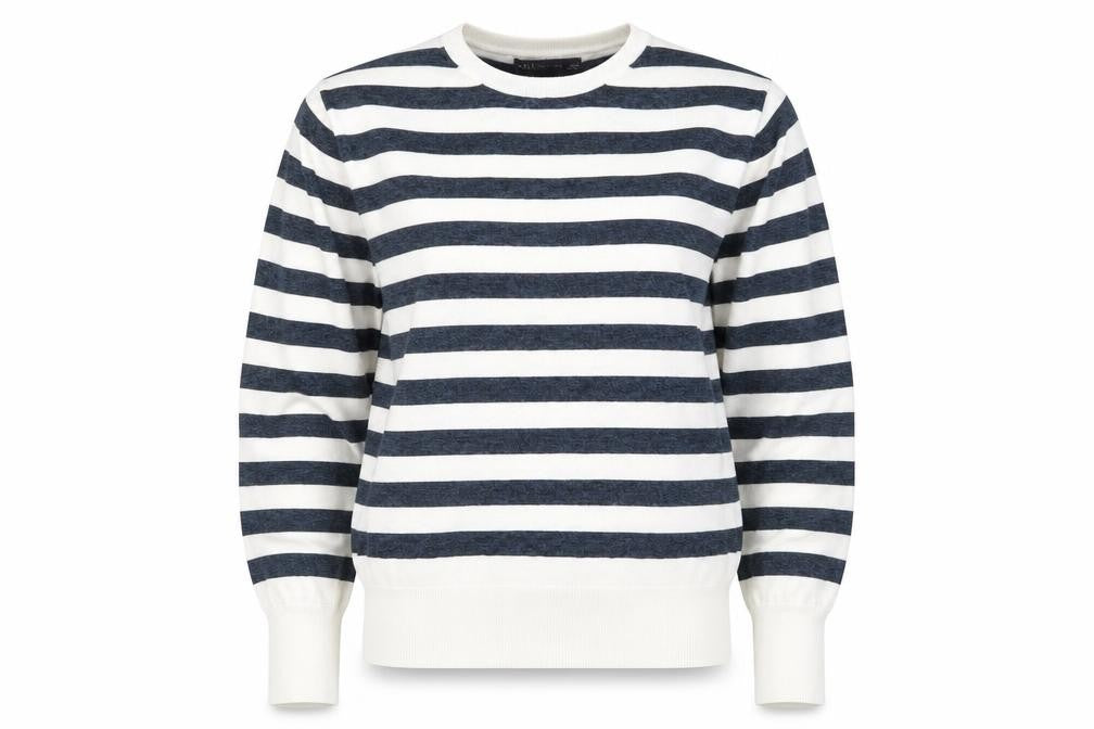 Marks and Spencer Womens White Scoop Neck Striped Viscose Pullover Jumper Size L