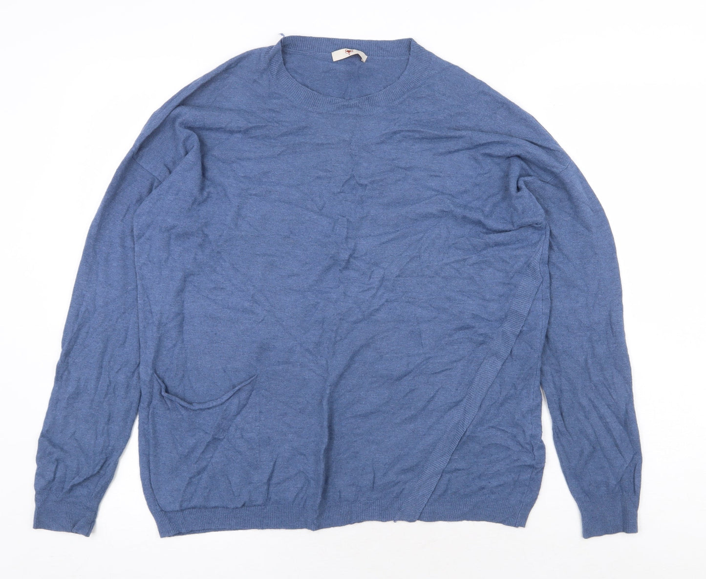 Preworn Womens Blue Scoop Neck Viscose Pullover Jumper Size L