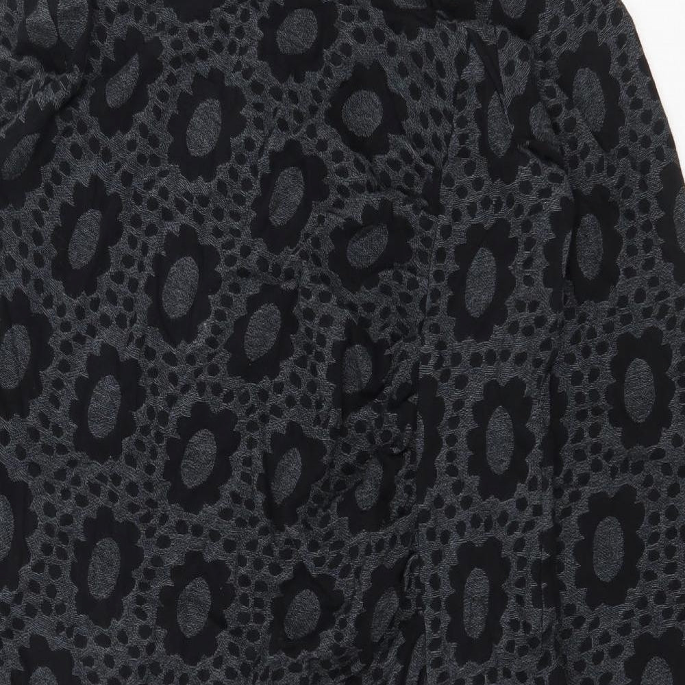 Adini Womens Grey Geometric Cotton Shift Size M Boat Neck Pullover