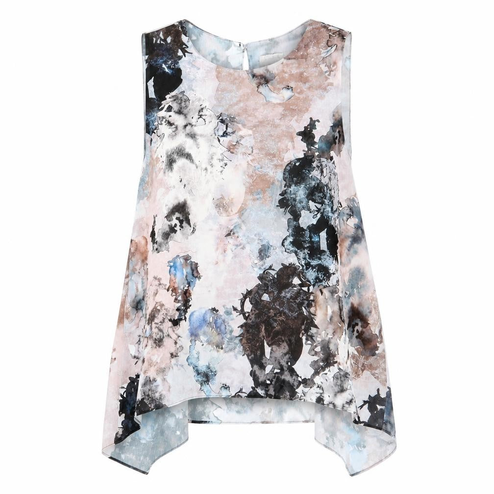 Twist & Tango Womens Multicoloured Geometric Polyester Basic Tank Size 8 Round Neck