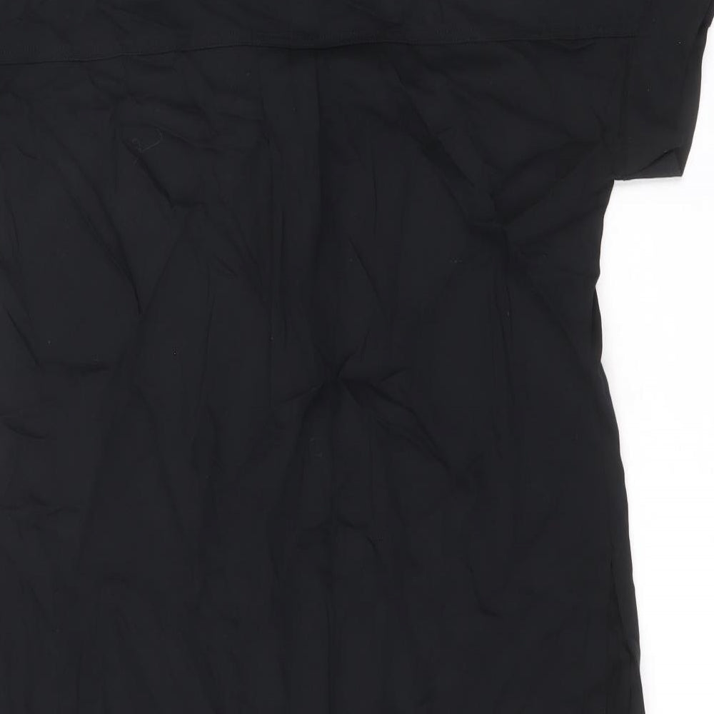 Marks and Spencer Womens Black Viscose Shirt Dress Size 10 V-Neck Pullover