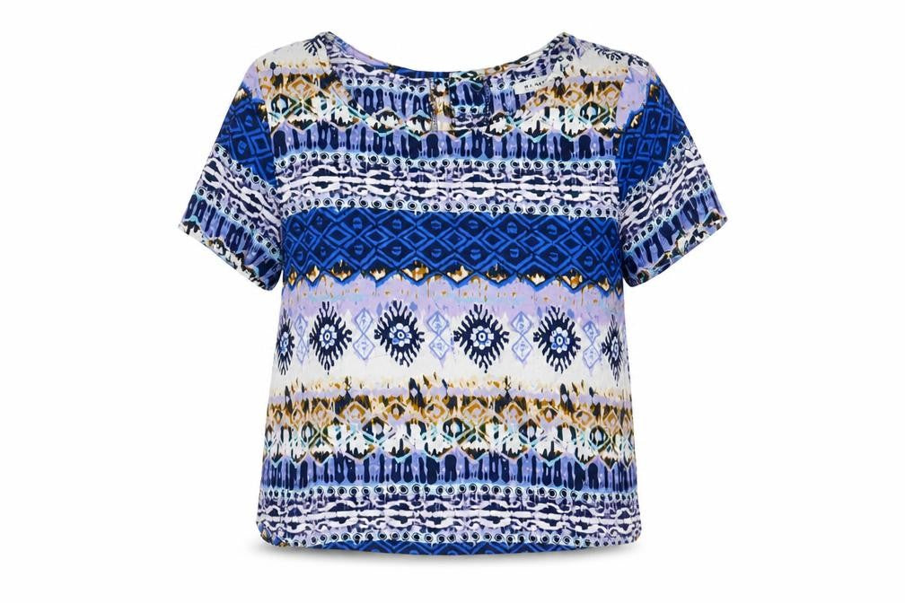 Glamorous Womens Multicoloured Geometric Viscose Basic T-Shirt Size XS Boat Neck