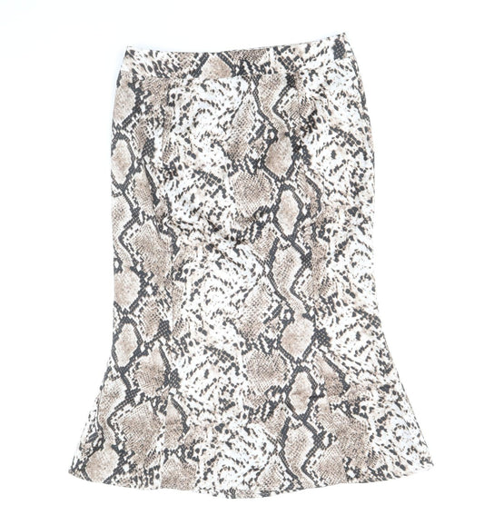 Studio Womens Brown Animal Print Polyester Trumpet Skirt Size 12 Zip - Snakeskin Pattern