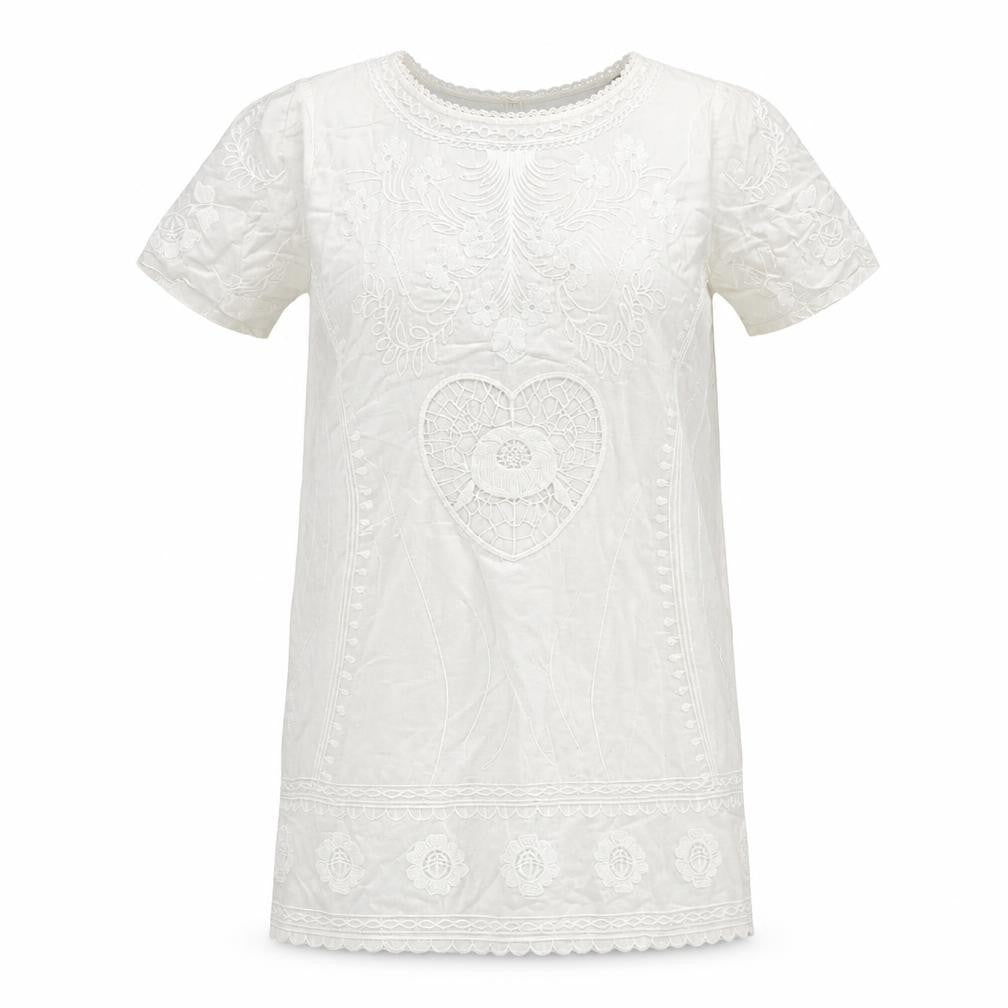 Forever 21 Womens Ivory Viscose T-Shirt Dress Size L Boat Neck Button