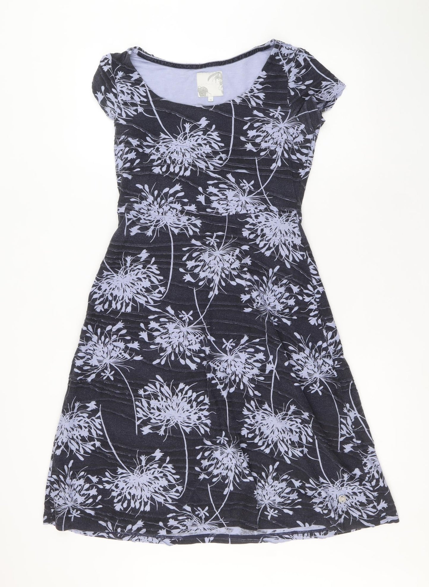 RJR.John Rocha Womens Purple Floral Polyester A-Line Size 10 Boat Neck Pullover