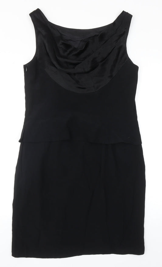 Hannah Hardy Womens Black Acetate Shift Size 12 Round Neck Zip