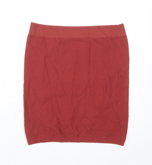 VERO MODA Womens Orange Geometric Polyamide Straight & Pencil Skirt Size S