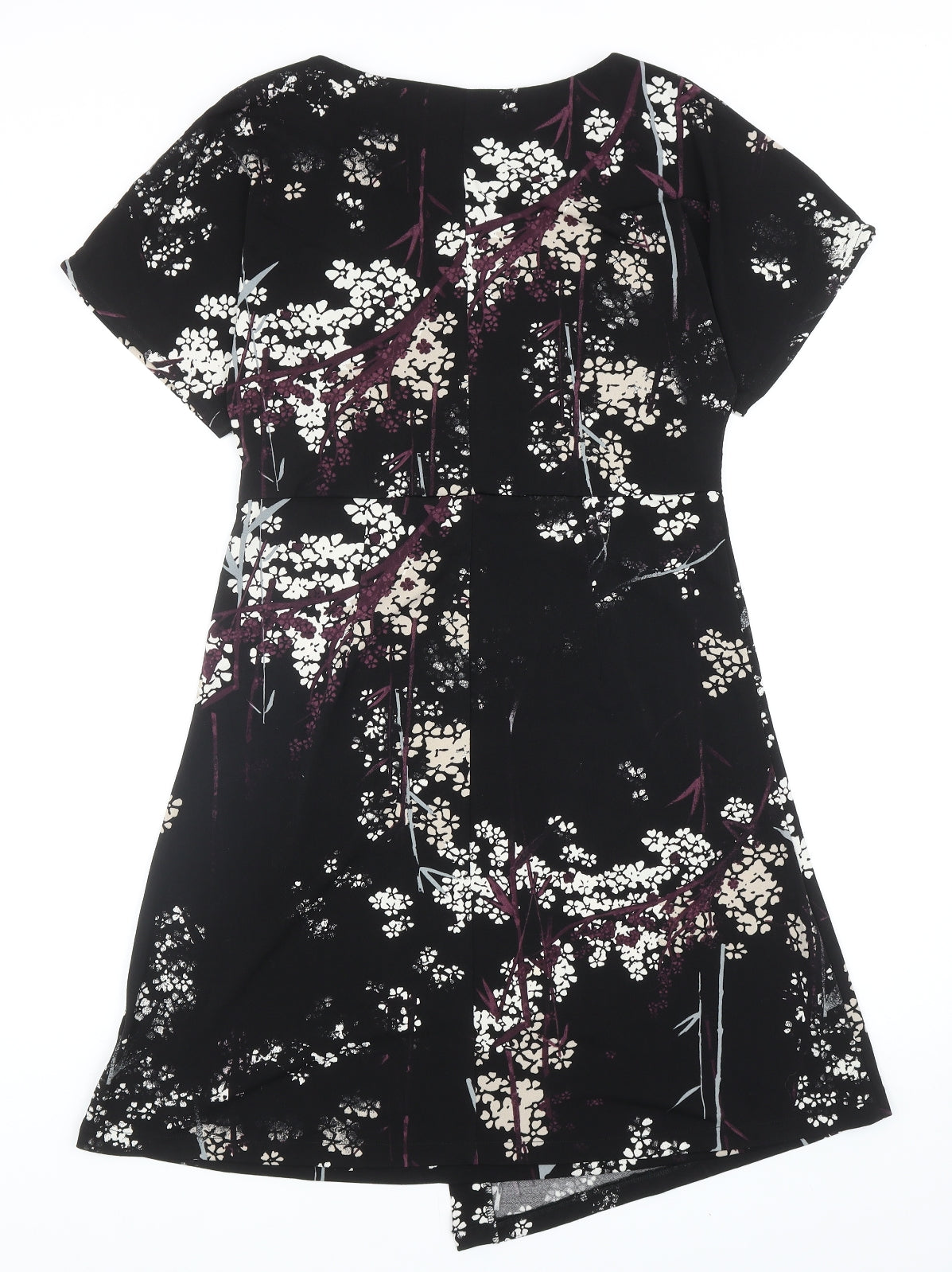 NEXT Womens Black Floral Polyester Trapeze & Swing Size 10 Round Neck Pullover