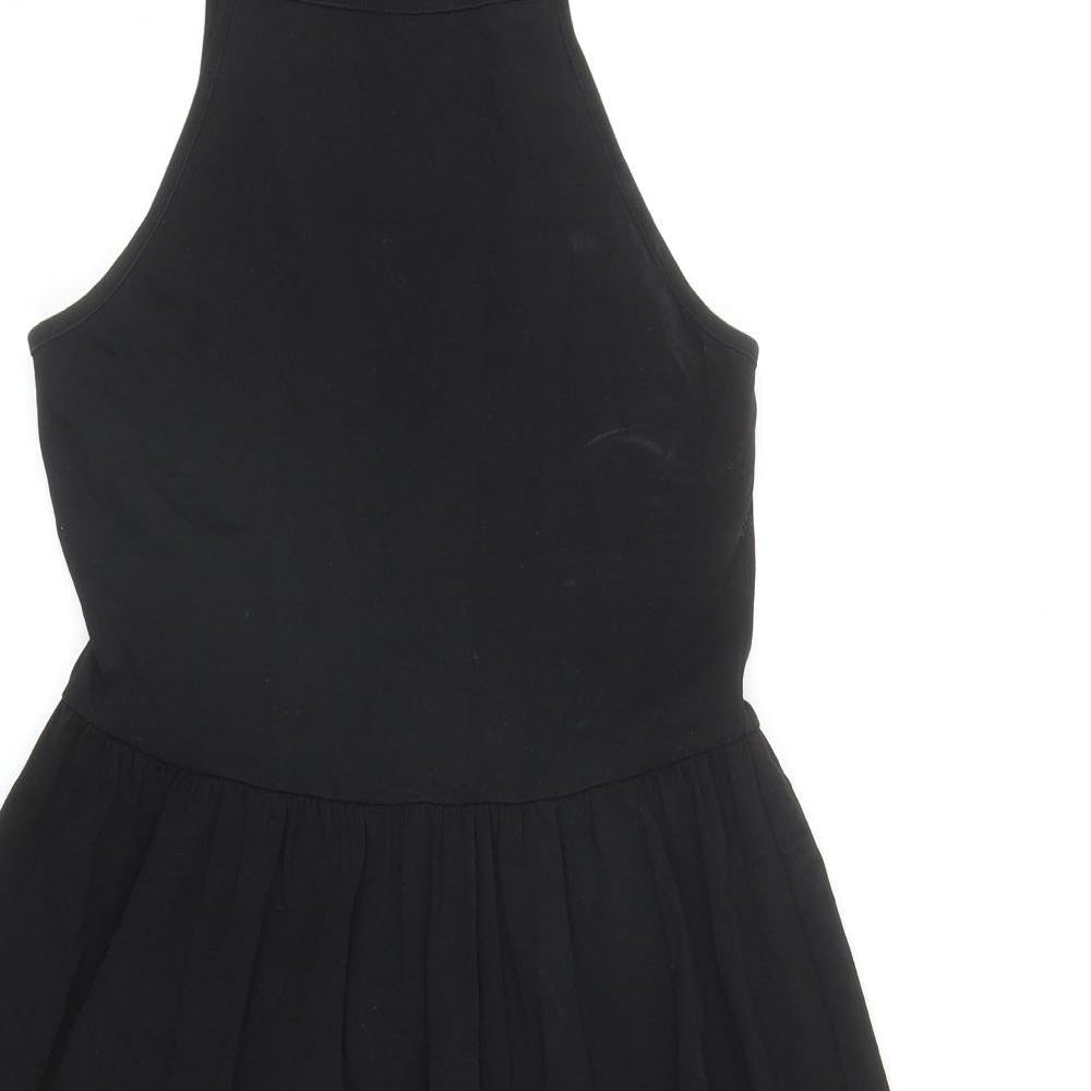 ASOS Womens Black Cotton Fit & Flare Size 10 Round Neck Pullover