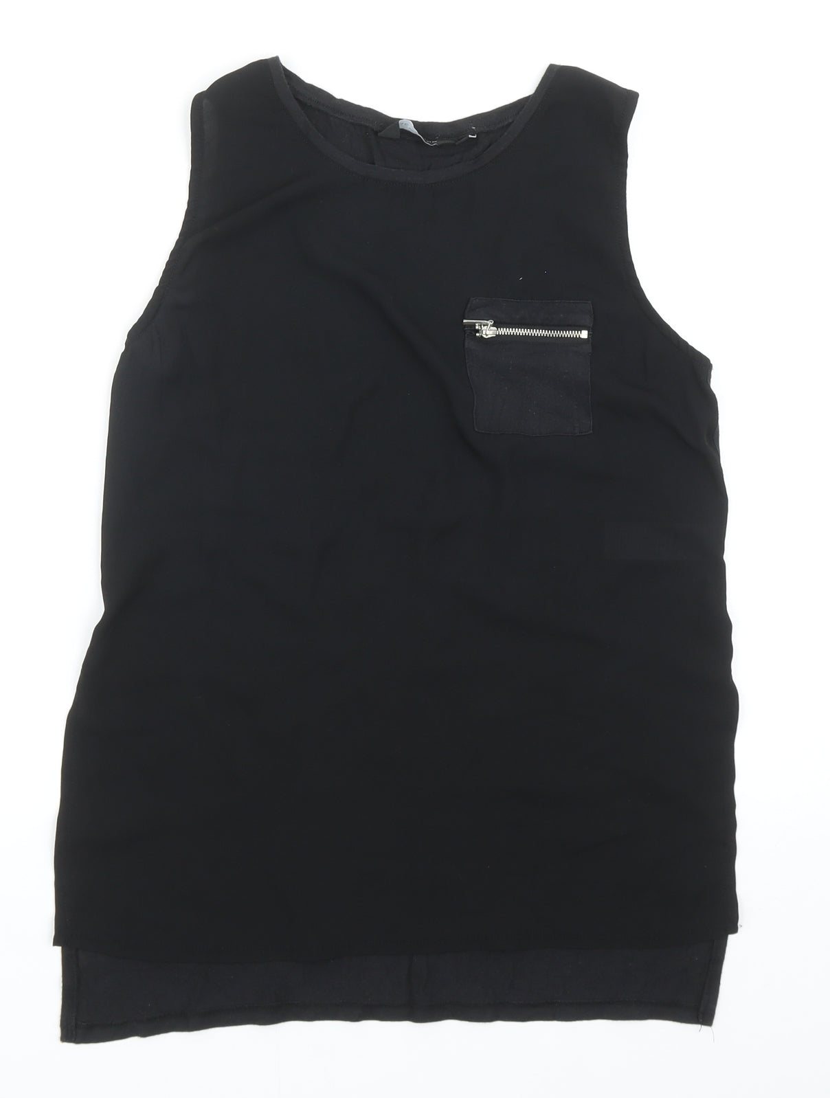 New Look Womens Black Viscose Basic Tank Size 10 Round Neck