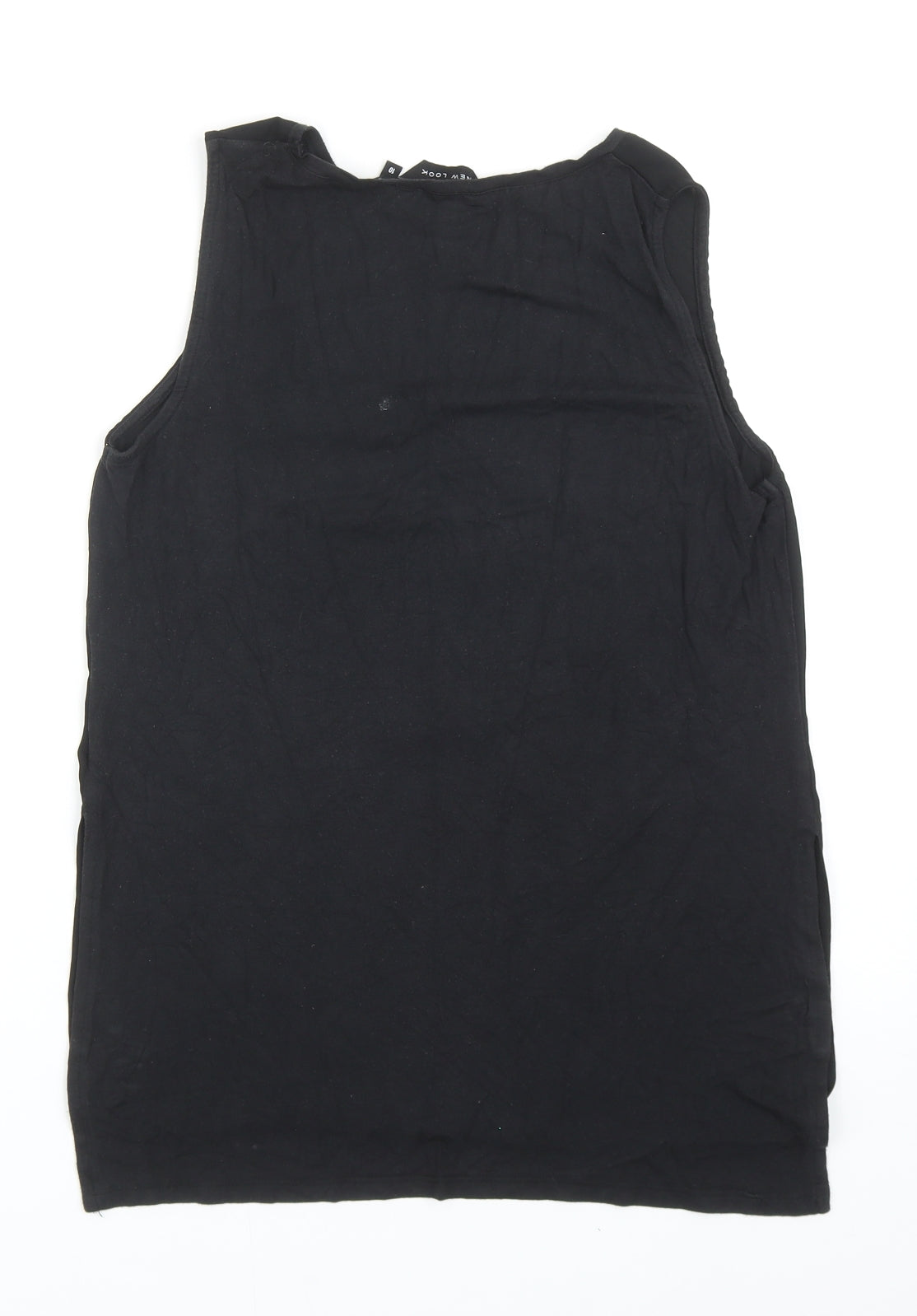 New Look Womens Black Viscose Basic Tank Size 10 Round Neck