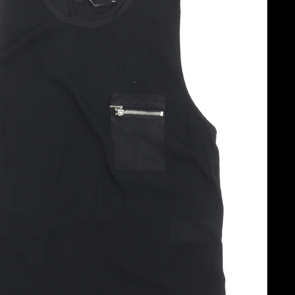 New Look Womens Black Viscose Basic Tank Size 10 Round Neck
