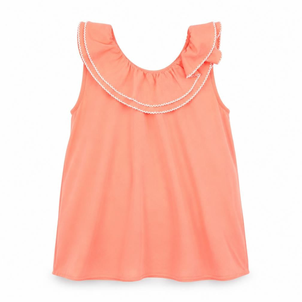 Outside The Lines Girls Pink Polyacrylate Fibre Basic Blouse Size 13 Years Scoop Neck Button