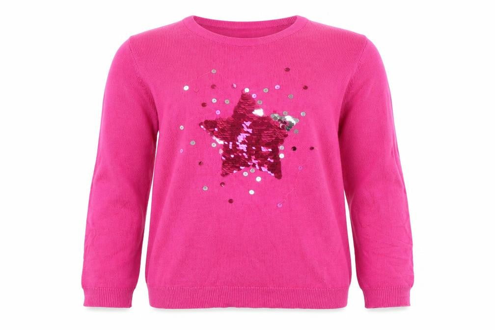 Desert Lily Girls Pink Scoop Neck Cotton Pullover Jumper Size 10 Years Pullover - Star