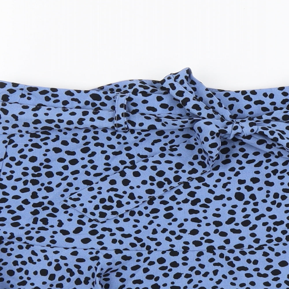 Stradivarius Womens Blue Polka Dot Viscose Skater Skirt Size M Zip