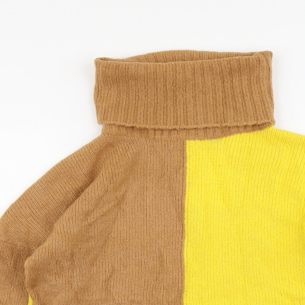 Brave Soul Womens Yellow Roll Neck Acrylic Pullover Jumper Size S