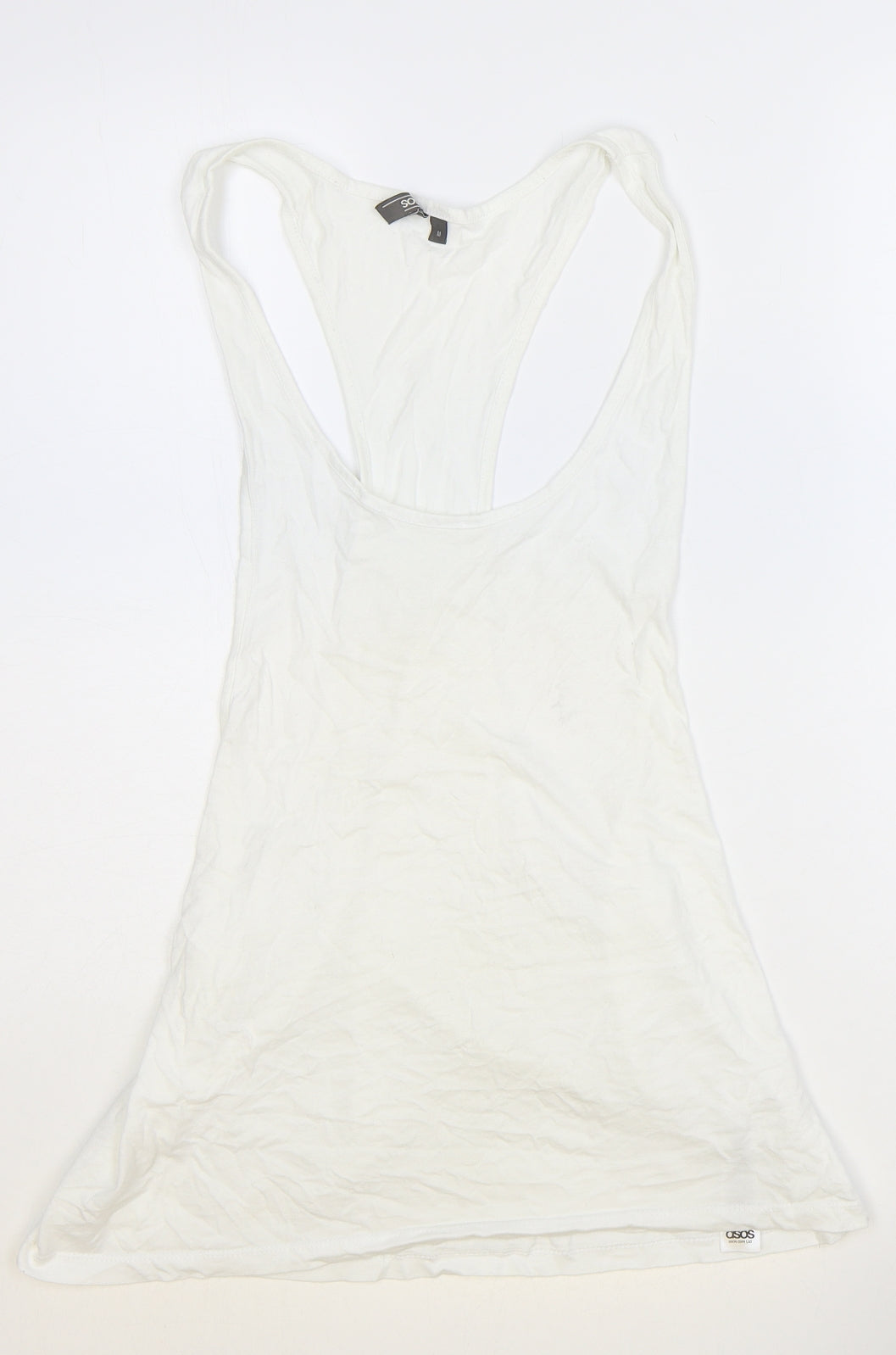 ASOS Womens White 100% Cotton Basic Tank Size M Scoop Neck