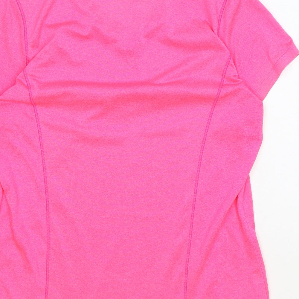 Preworn Womens Pink Polyester Basic T-Shirt Size S Round Neck