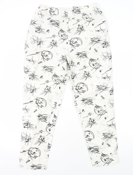 Preworn Womens White Geometric Cotton Jogger Trousers Size XS Regular