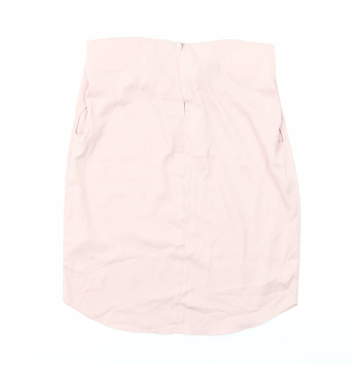 River Island Womens Pink Polyester Basic Blouse Size 8 Round Neck - Pleat Detail