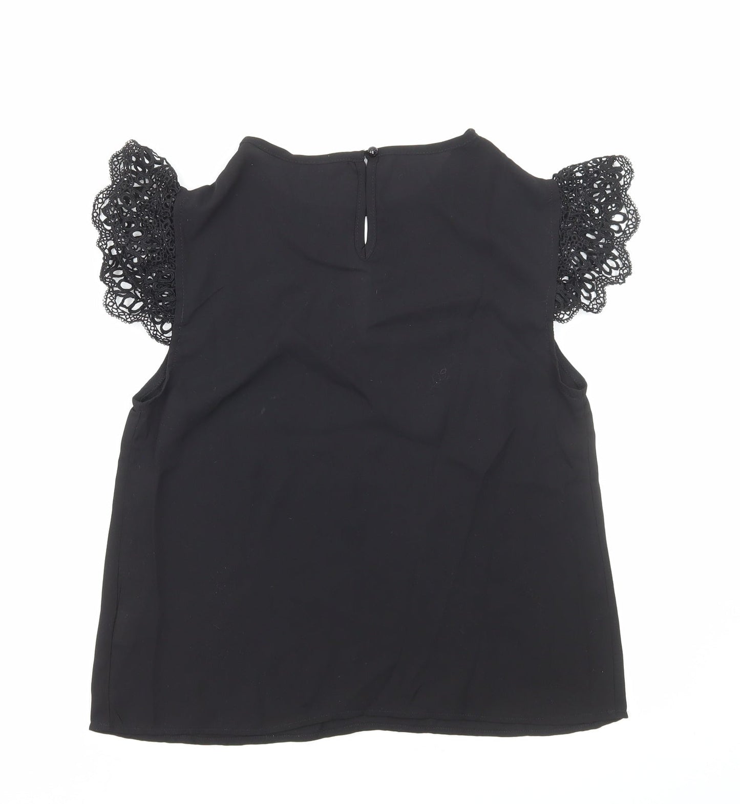 Preworn Womens Black Polyester Basic T-Shirt Size S Round Neck