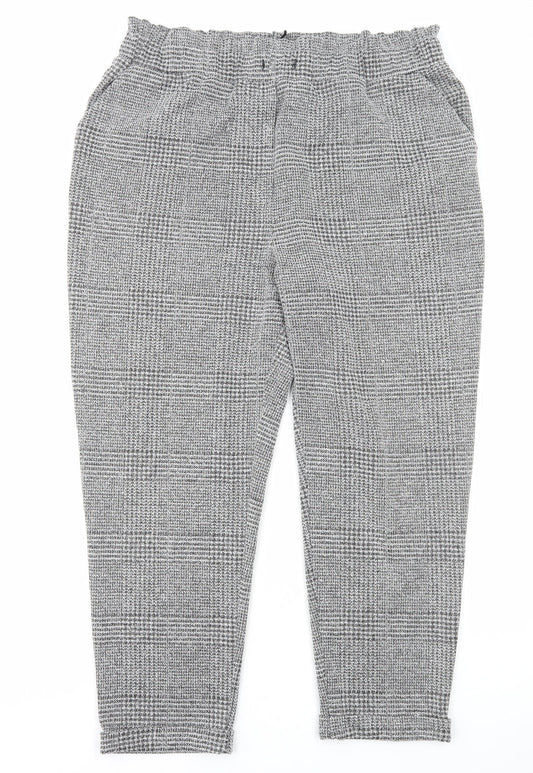 Preworn Womens Grey Plaid Polyester Dress Pants Trousers Size XL Regular