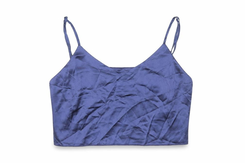 Nasty Gal Womens Blue Polyester Cropped Tank Size S V-Neck