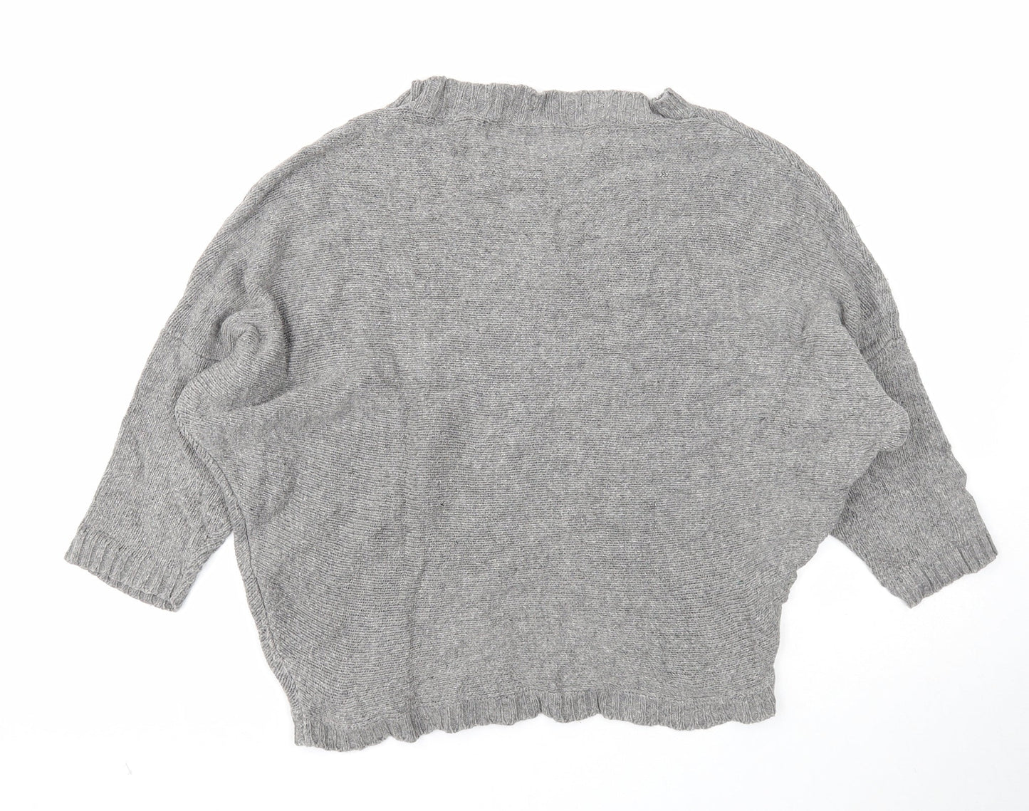 Zara Womens Grey Round Neck Cotton Pullover Jumper Size M