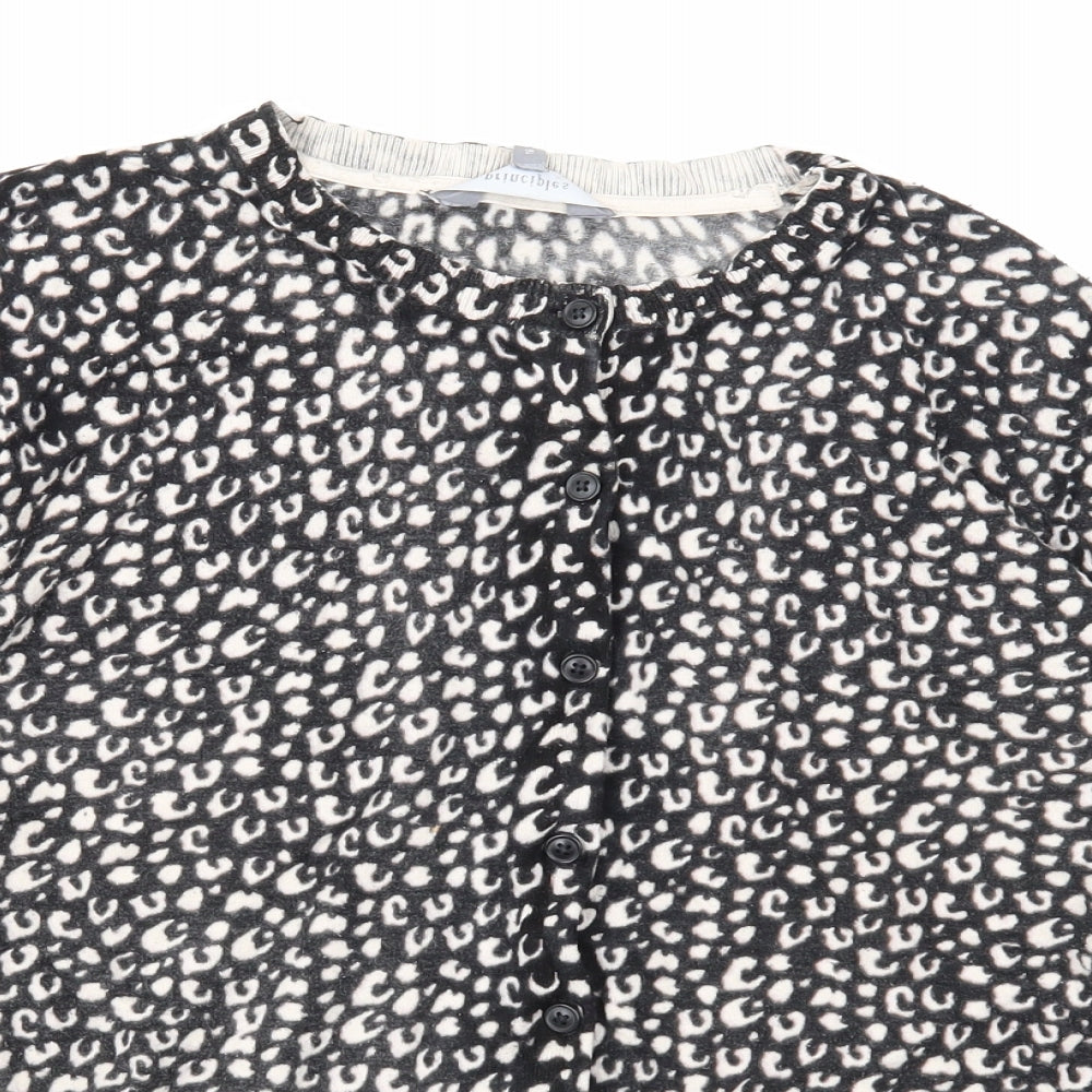Principles Womens Black Round Neck Geometric Viscose Cardigan Jumper Size 16
