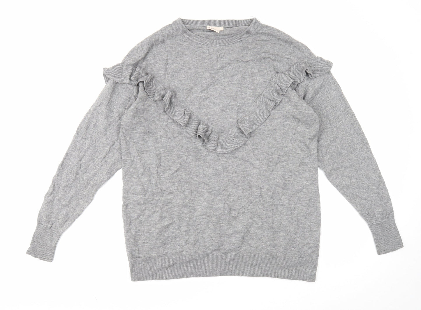 H&M Womens Grey Round Neck Polyamide Pullover Jumper Size XS