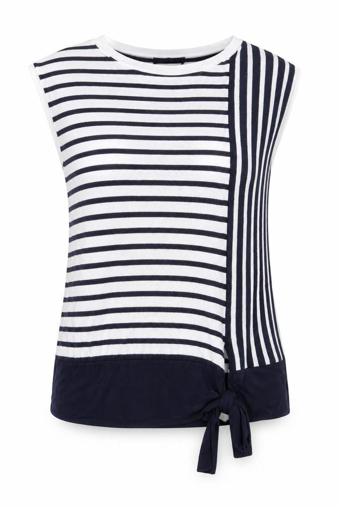 Marks and Spencer Womens White Round Neck Striped Viscose Pullover Jumper Size 10