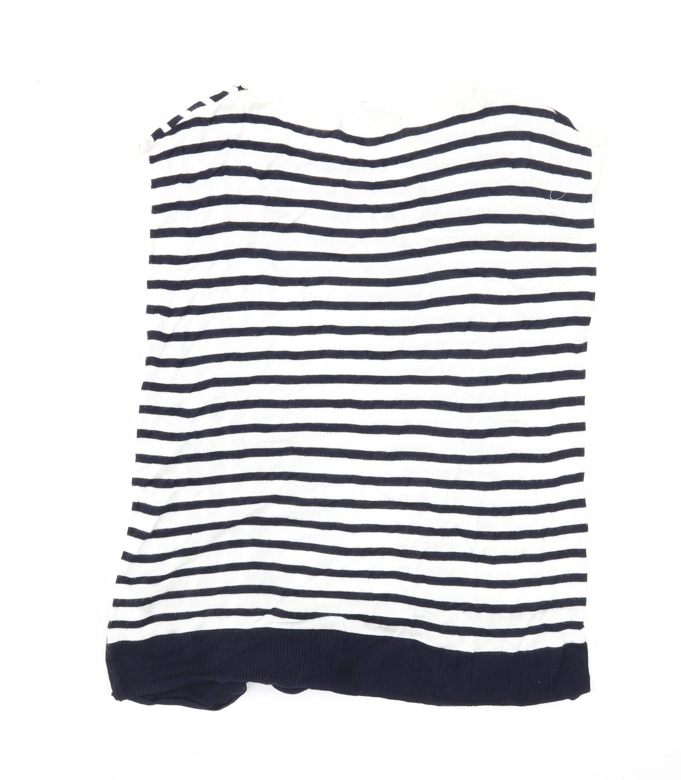 Marks and Spencer Womens White Round Neck Striped Viscose Pullover Jumper Size 10