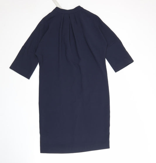 Jager Womens Blue Polyester Pencil Dress Size 6 V-Neck Hook & Eye