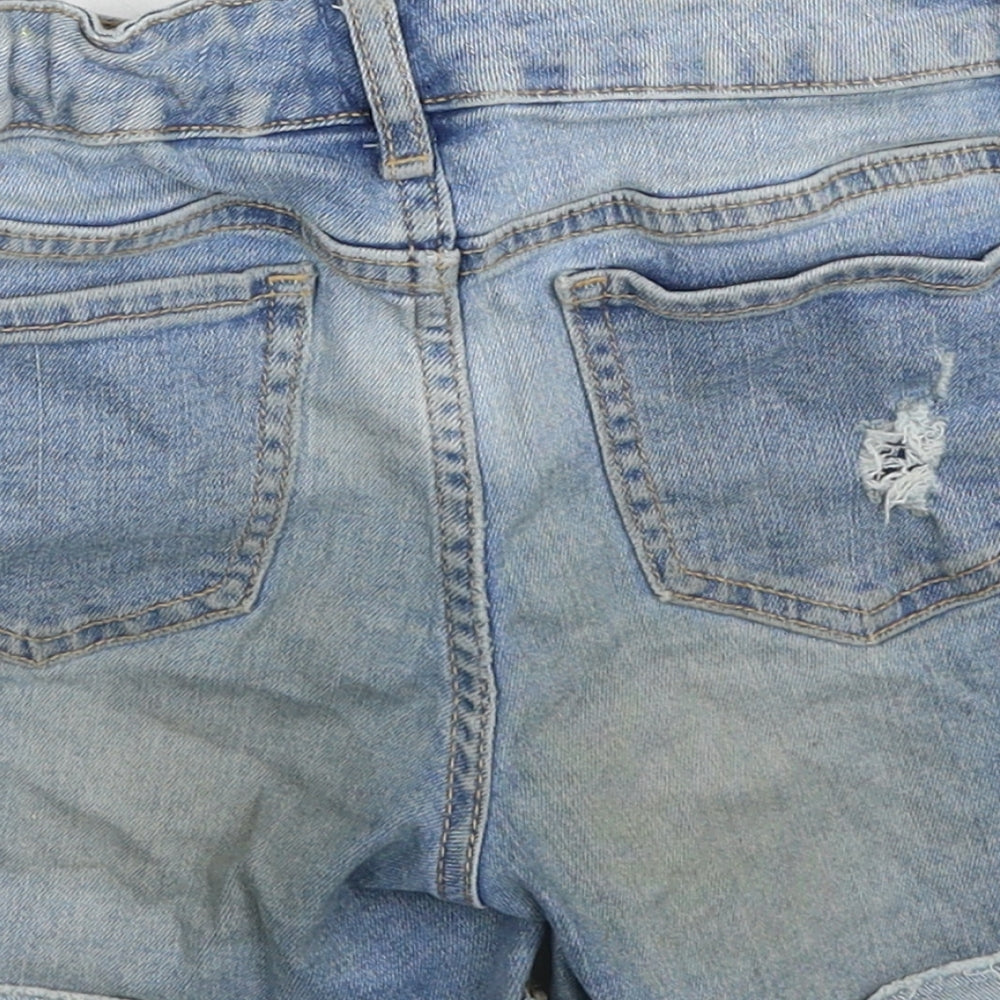 Gap Girls Blue Cotton Hot Pants Shorts Size 10 Years Regular Zip