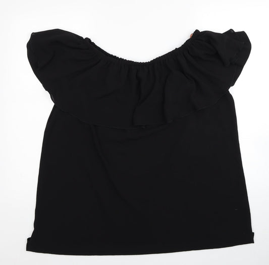 Queenie Womens Black Polyester Mini Size M Off the Shoulder Pullover - Size M-L