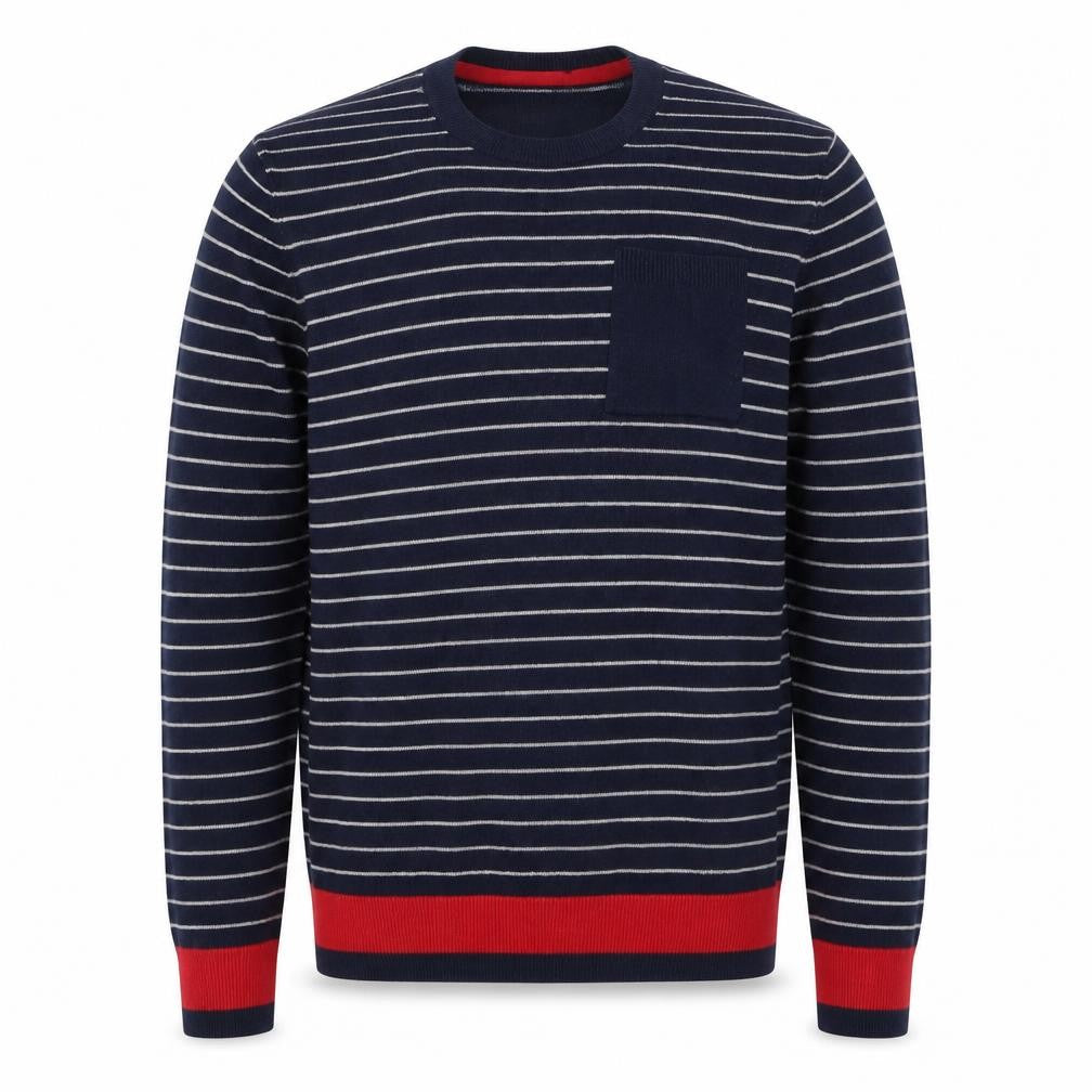 Burton Mens Blue Round Neck Striped Polyester Pullover Jumper Size M Long Sleeve