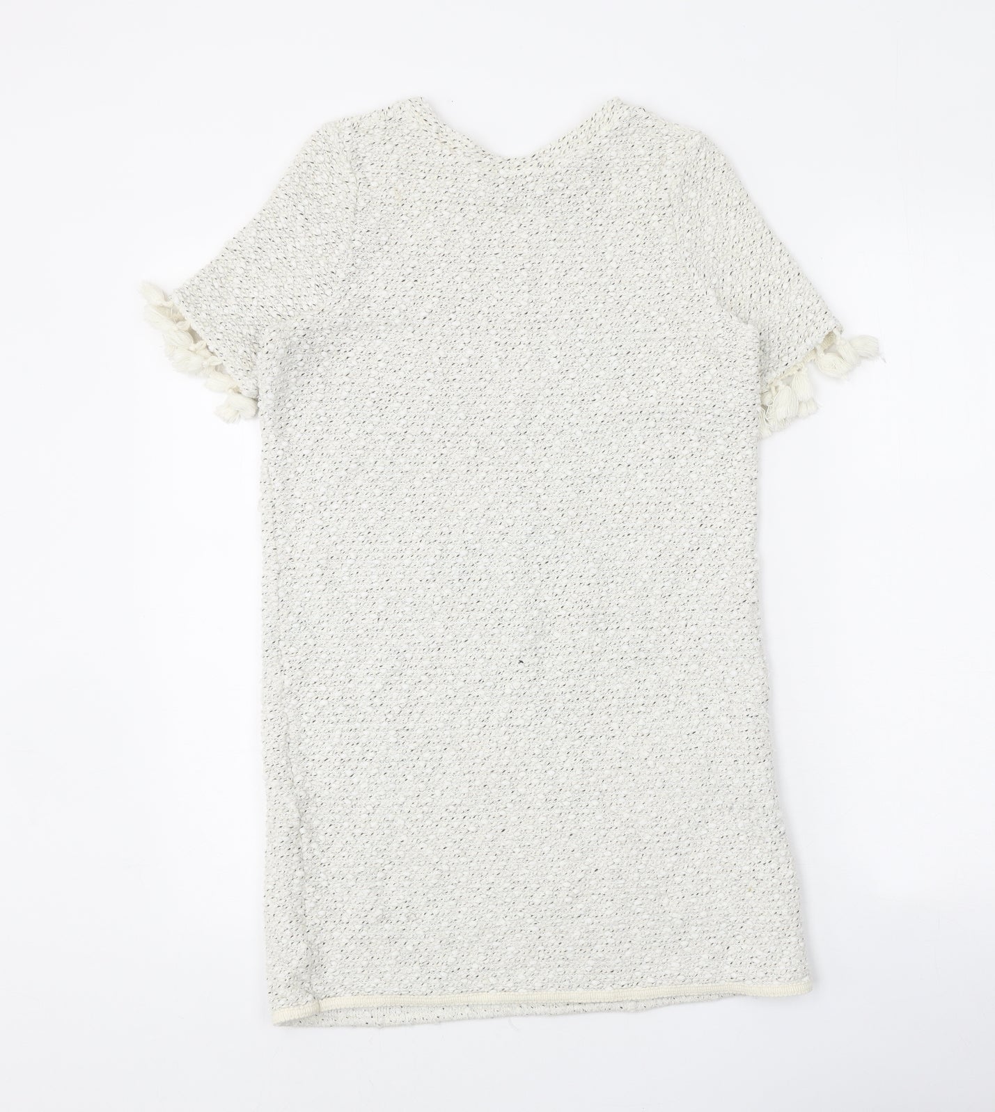 River Island Womens White Geometric Acrylic A-Line Size 6 Round Neck Pullover