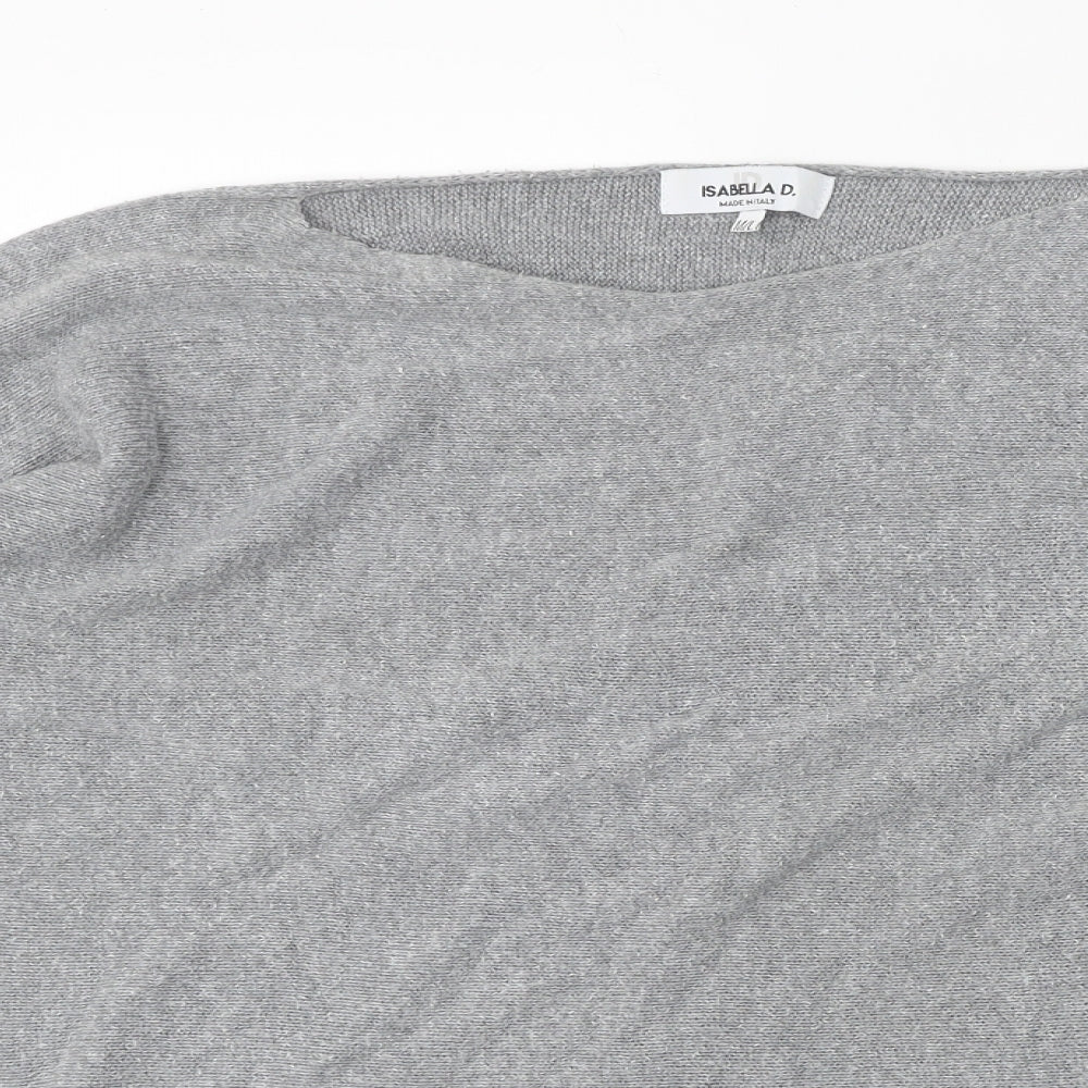 Isabella D Womens Grey Boat Neck Acrylic Pullover Jumper Size M