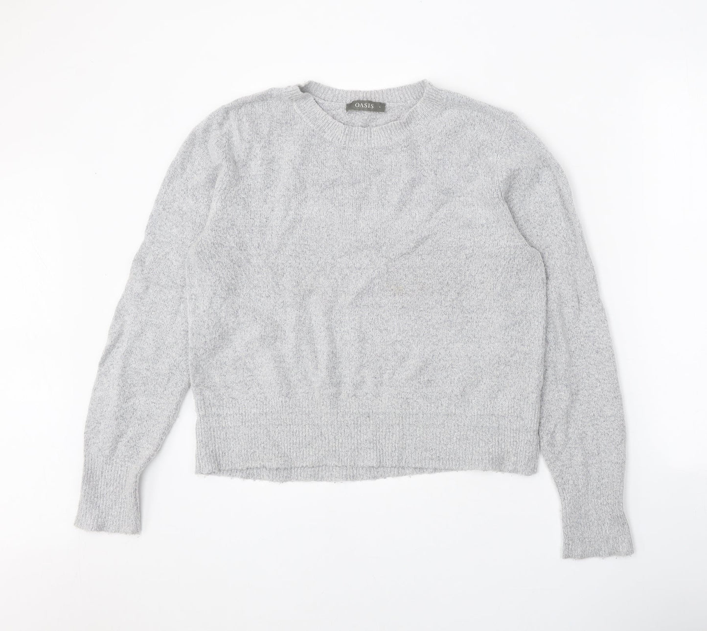 Oasis Womens Grey Scoop Neck Acrylic Pullover Jumper Size L
