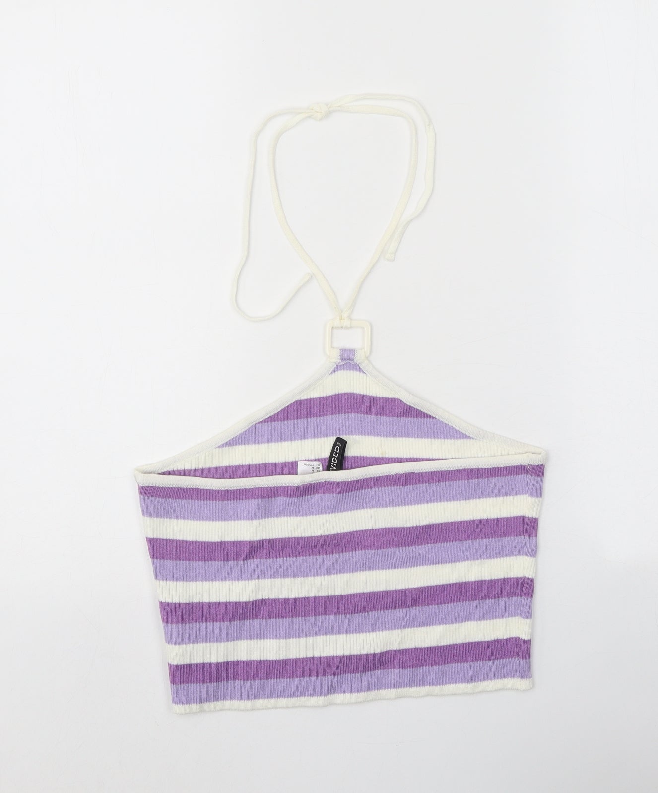 Divided Womens Purple Striped Viscose Basic Tank Size M Halter