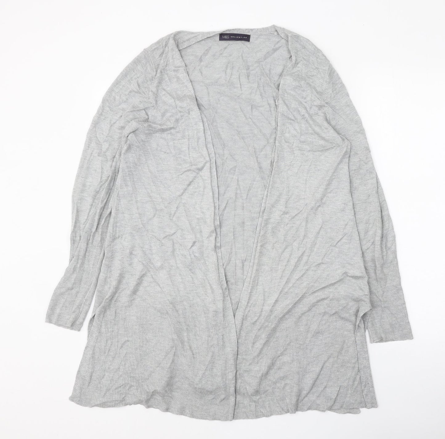 Marks and Spencer Womens Grey V-Neck Viscose Cardigan Jumper Size M